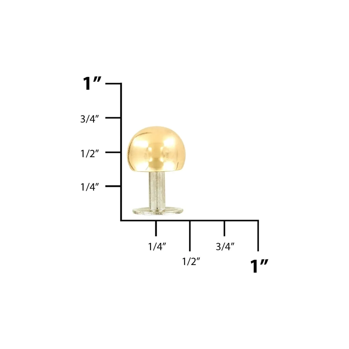 10mm Brass, Round Ball Bottom Stud, Solid Brass-10PK, #P-2998-SB