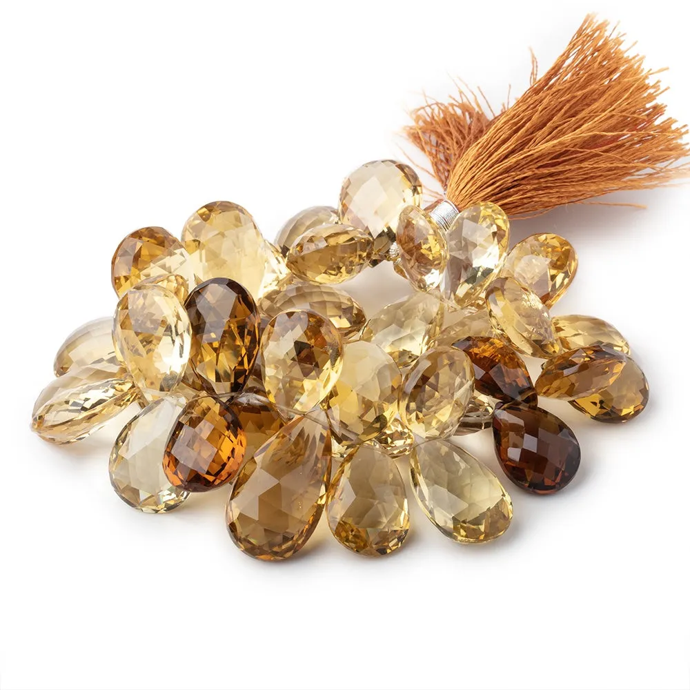 10x15-12x18mm Whiskey Quartz Faceted Pear Beads 8 inch 41 pieces AAA