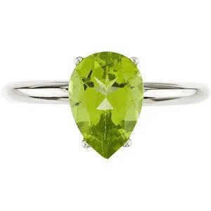 14K White Gold Peridot Solitaire Ring