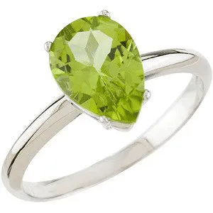 14K White Gold Peridot Solitaire Ring