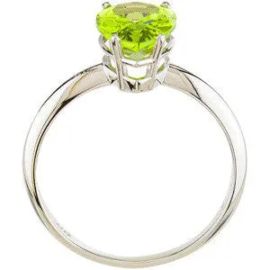 14K White Gold Peridot Solitaire Ring