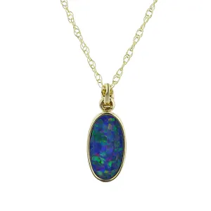 14K Yellow Gold Oval Opal Pendant