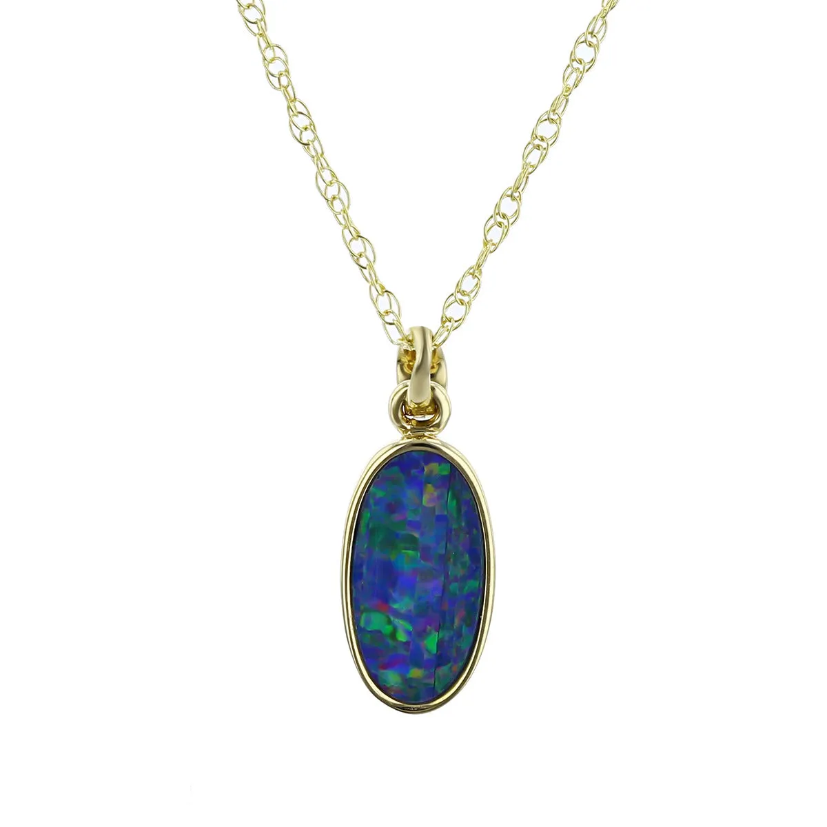 14K Yellow Gold Oval Opal Pendant