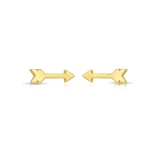 14k Yellow Gold Solid Arrow Stud Earrings - Screwbacks