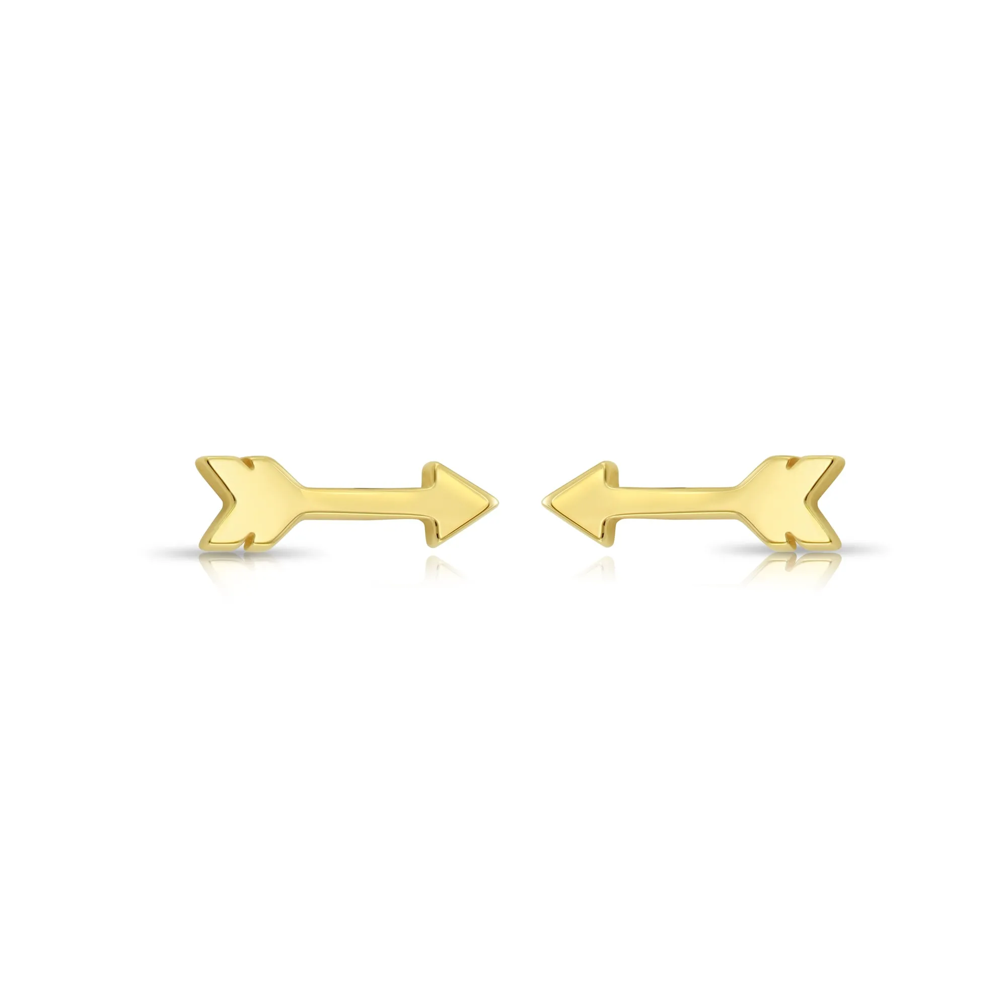 14k Yellow Gold Solid Arrow Stud Earrings - Screwbacks