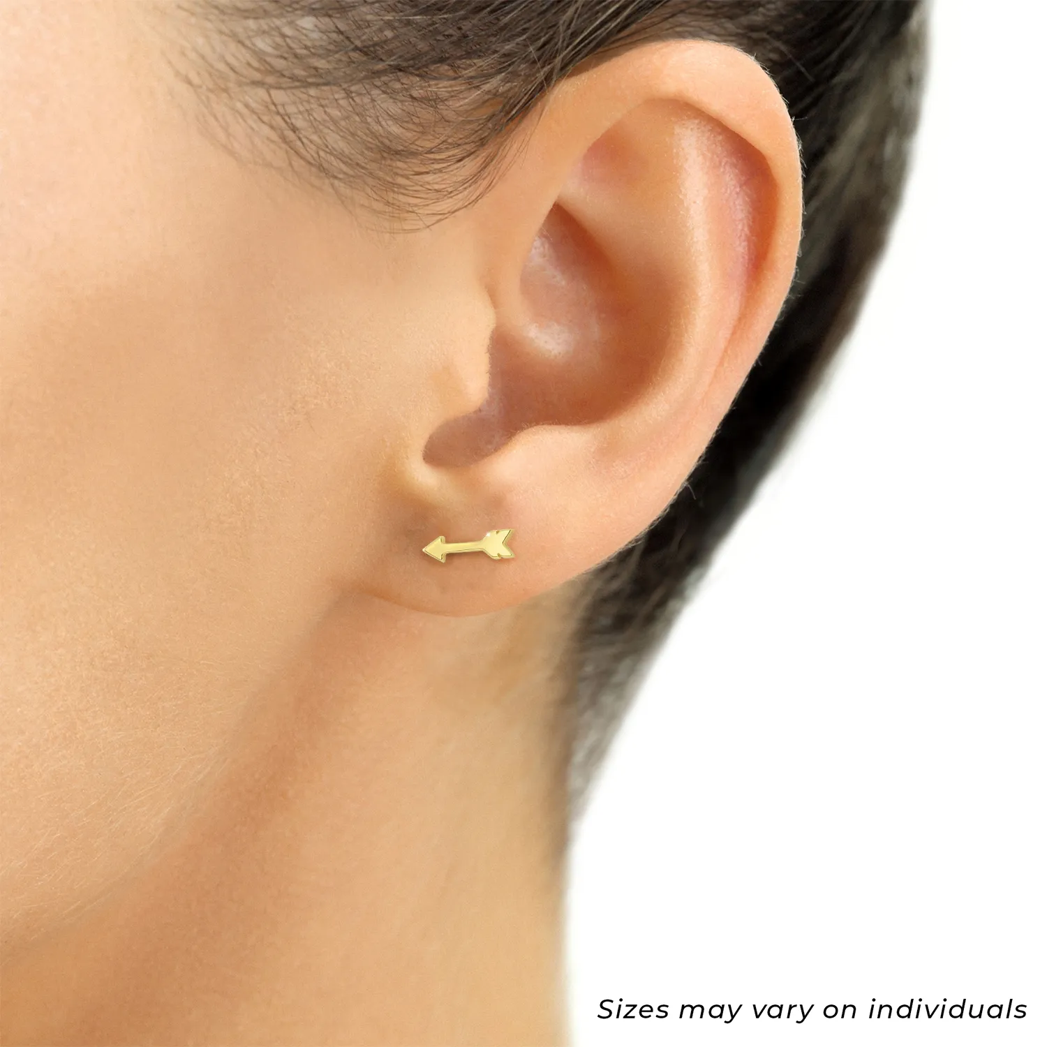 14k Yellow Gold Solid Arrow Stud Earrings - Screwbacks