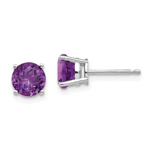 14KT GOLD 1.40 CTW ROUND AMETHYST EARRINGS