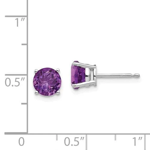 14KT GOLD 1.40 CTW ROUND AMETHYST EARRINGS