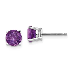 14KT GOLD 1.40 CTW ROUND AMETHYST EARRINGS