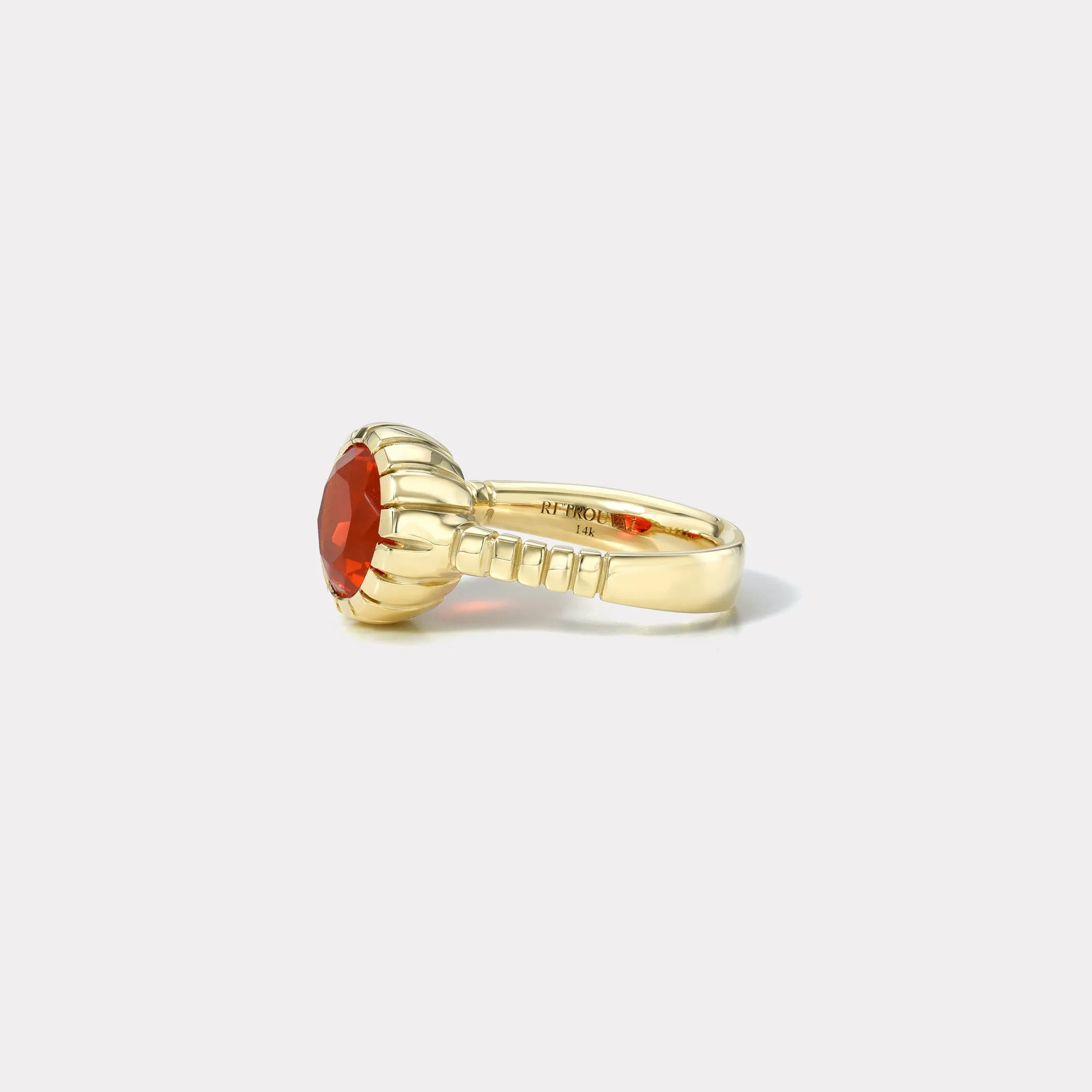 1.6ct Round Fire Opal Heirloom Bezel Ring