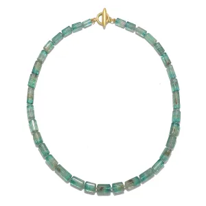 18 Karat Gold Blue-Green Beryl Necklace