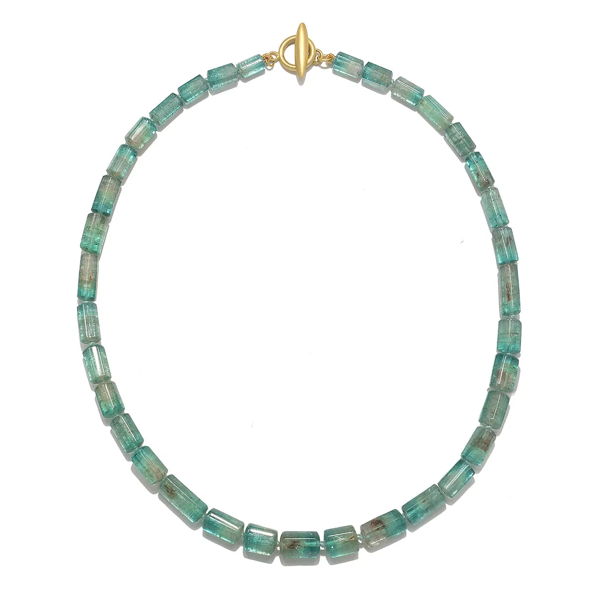 18 Karat Gold Blue-Green Beryl Necklace