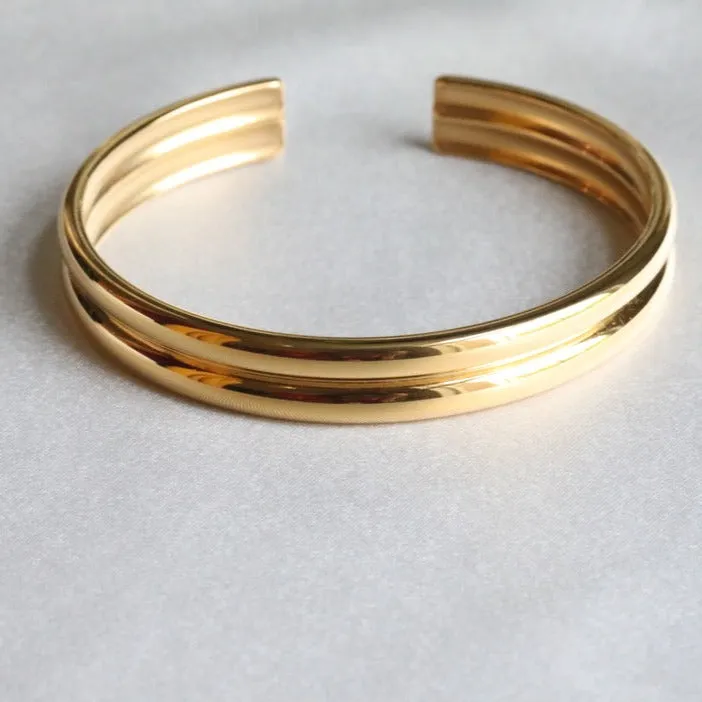 18K Gold-Filled Open Cuff Bangle Bracelet