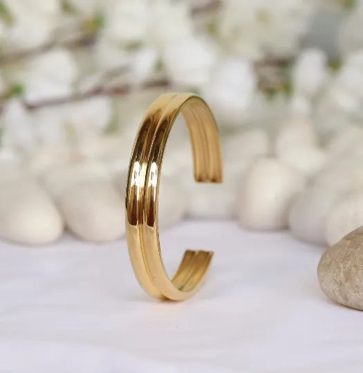 18K Gold-Filled Open Cuff Bangle Bracelet