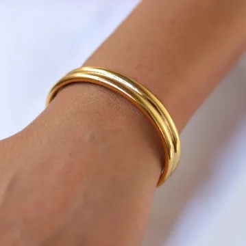 18K Gold-Filled Open Cuff Bangle Bracelet