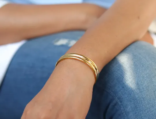 18K Gold-Filled Open Cuff Bangle Bracelet