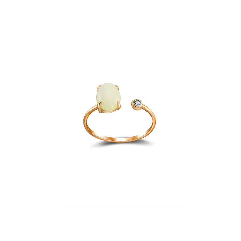 18k Gold Opal Open Diamond Ring