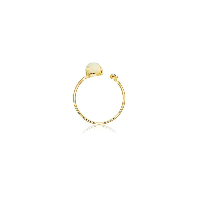18k Gold Opal Open Diamond Ring