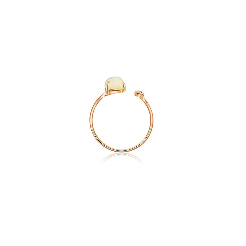 18k Gold Opal Open Diamond Ring