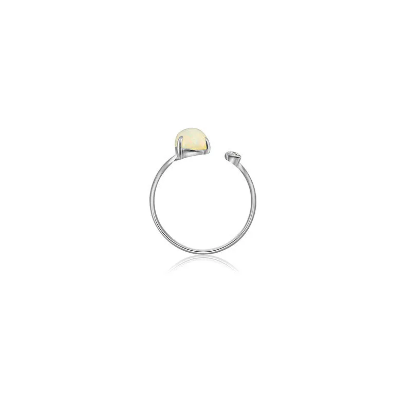 18k Gold Opal Open Diamond Ring