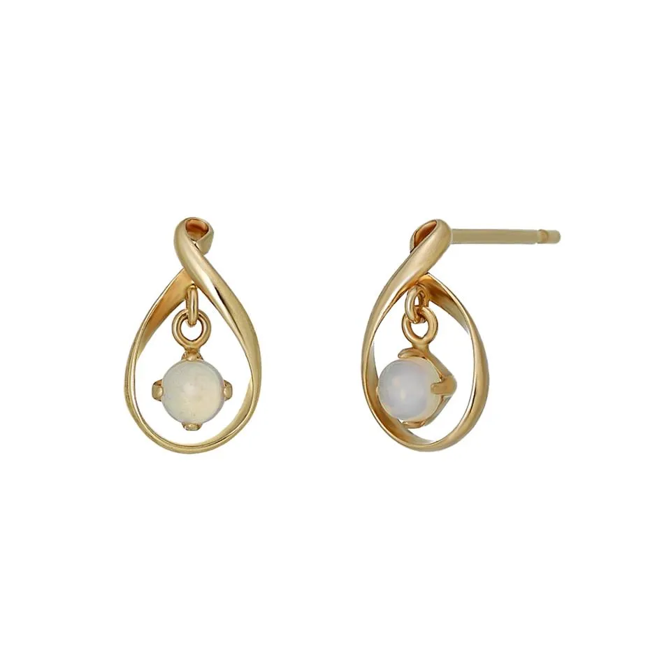 18K/10K Yellow Gold Opal Stud Earrings