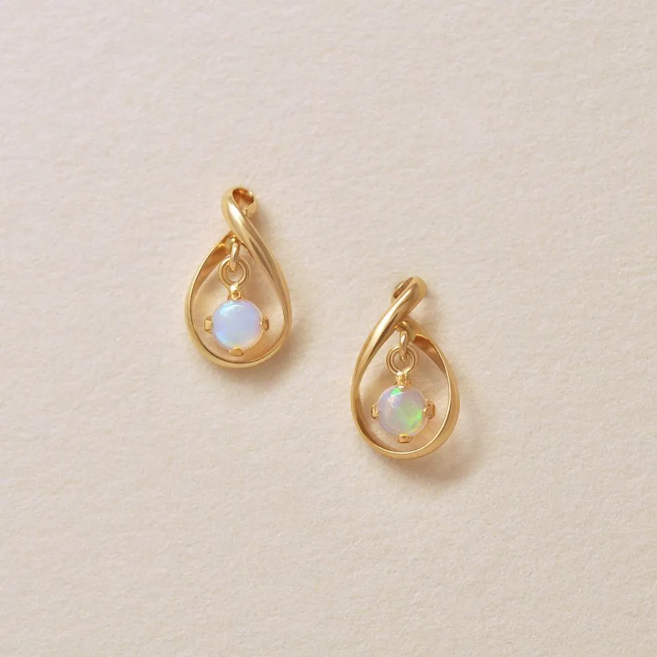 18K/10K Yellow Gold Opal Stud Earrings