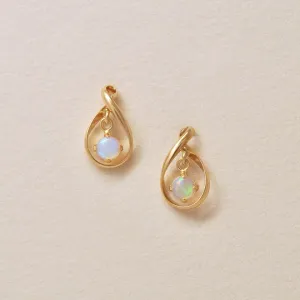18K/10K Yellow Gold Opal Stud Earrings