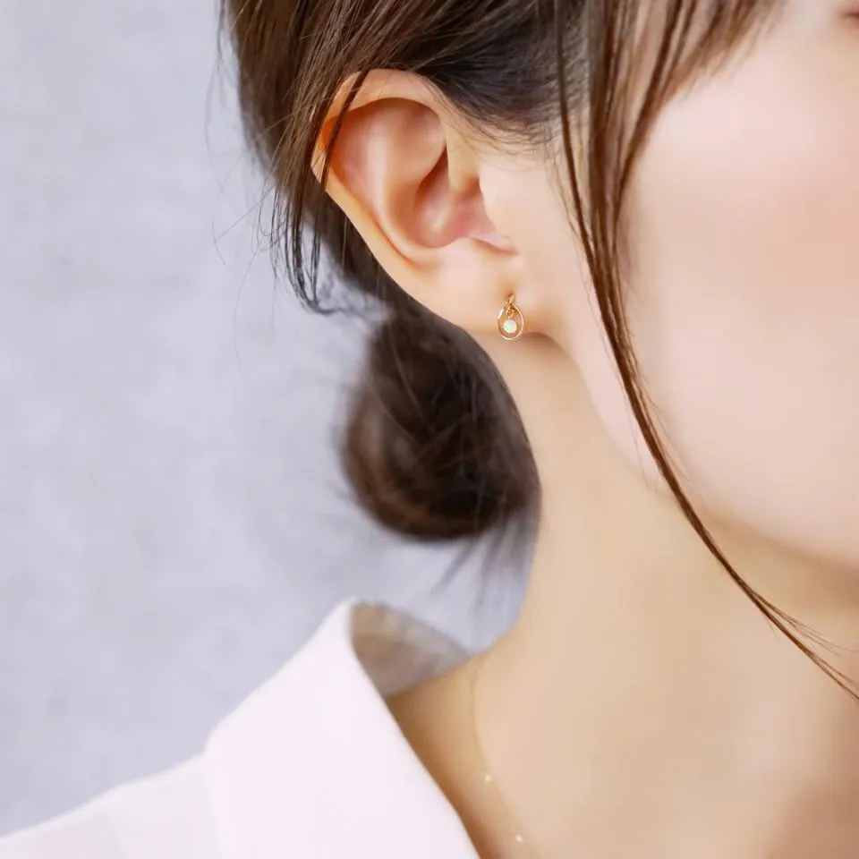 18K/10K Yellow Gold Opal Stud Earrings