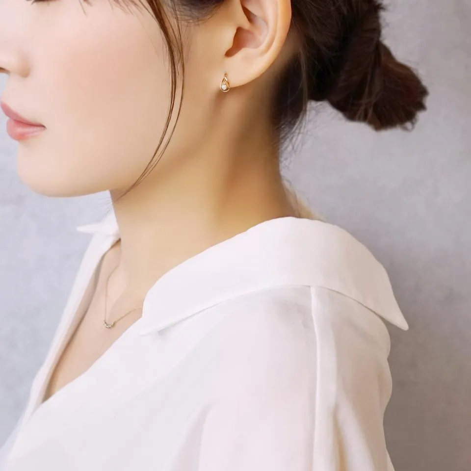 18K/10K Yellow Gold Opal Stud Earrings