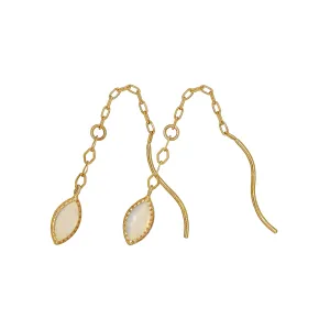 18K/10K Yellow Gold Opal Threader Earrings