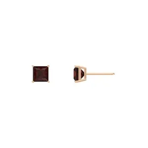 24k Rose Gold Plated 2 Cttw Garnet Square Stud Earrings
