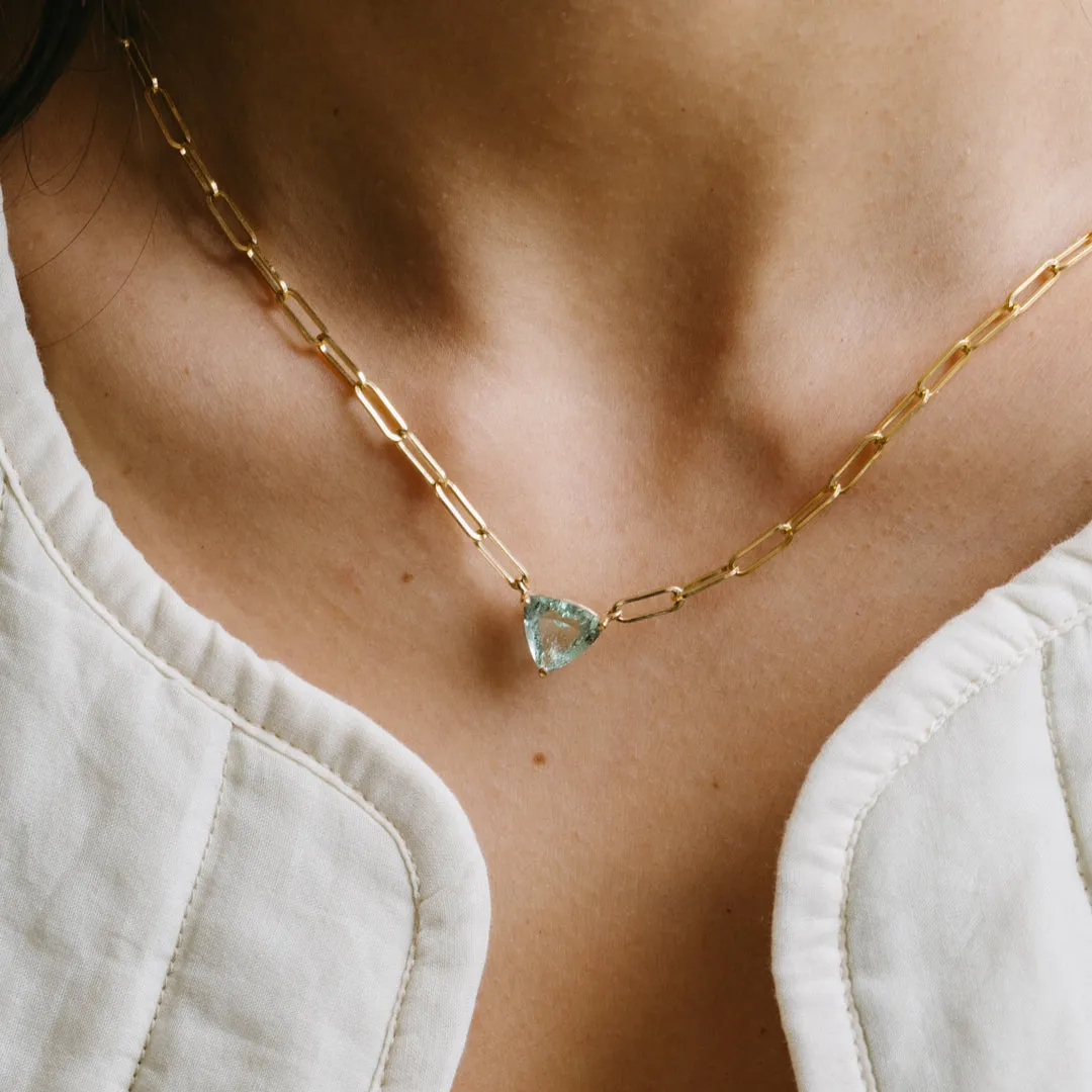 2.70ct Aquamarine Trilliant Necklace