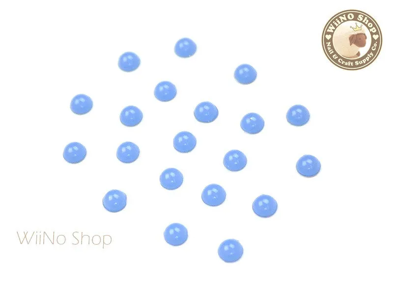 4mm Air Blue Opal Half Round Flat Back Acrylic Cabochon Nail Art - 15 pcs