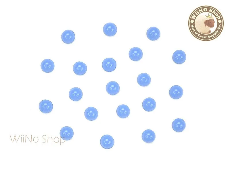 4mm Air Blue Opal Half Round Flat Back Acrylic Cabochon Nail Art - 15 pcs