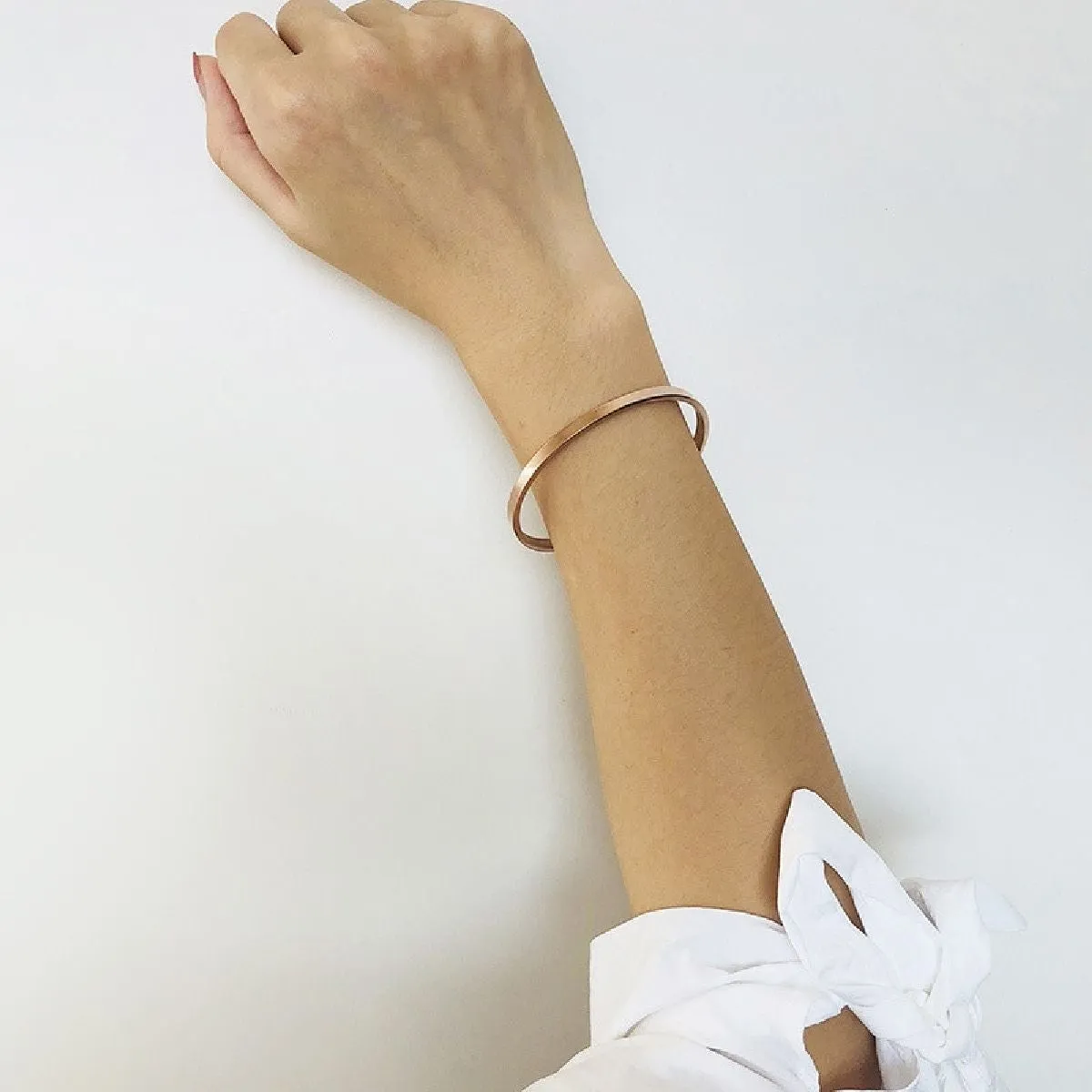 5mm Matte Finish 316 Surgical Stainless Steel Rose Gold Free Size Cuff Kada Bangle Bracelet Unisex