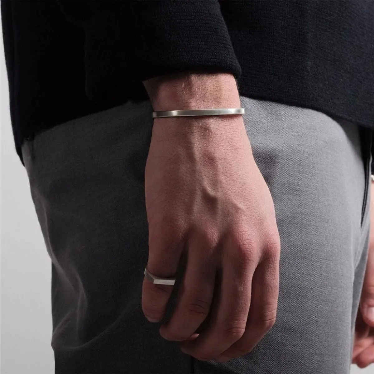 5mm Matte Finish 316 Surgical Stainless Steel Rose Gold Free Size Cuff Kada Bangle Bracelet Unisex