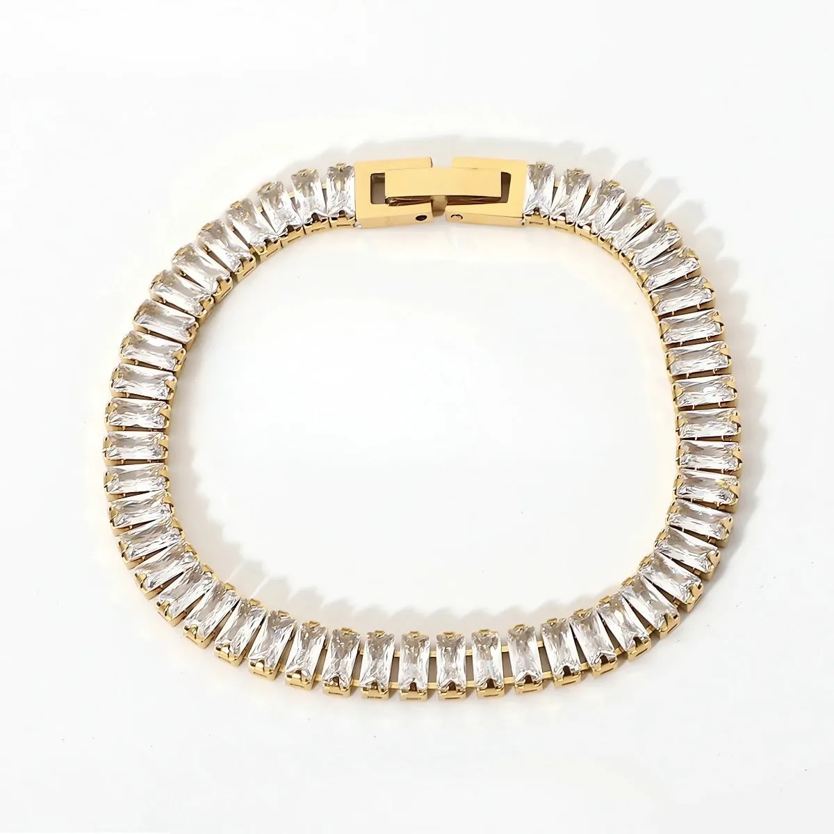6mm Width Rectangular Baguette CZ Tennis Bracelet