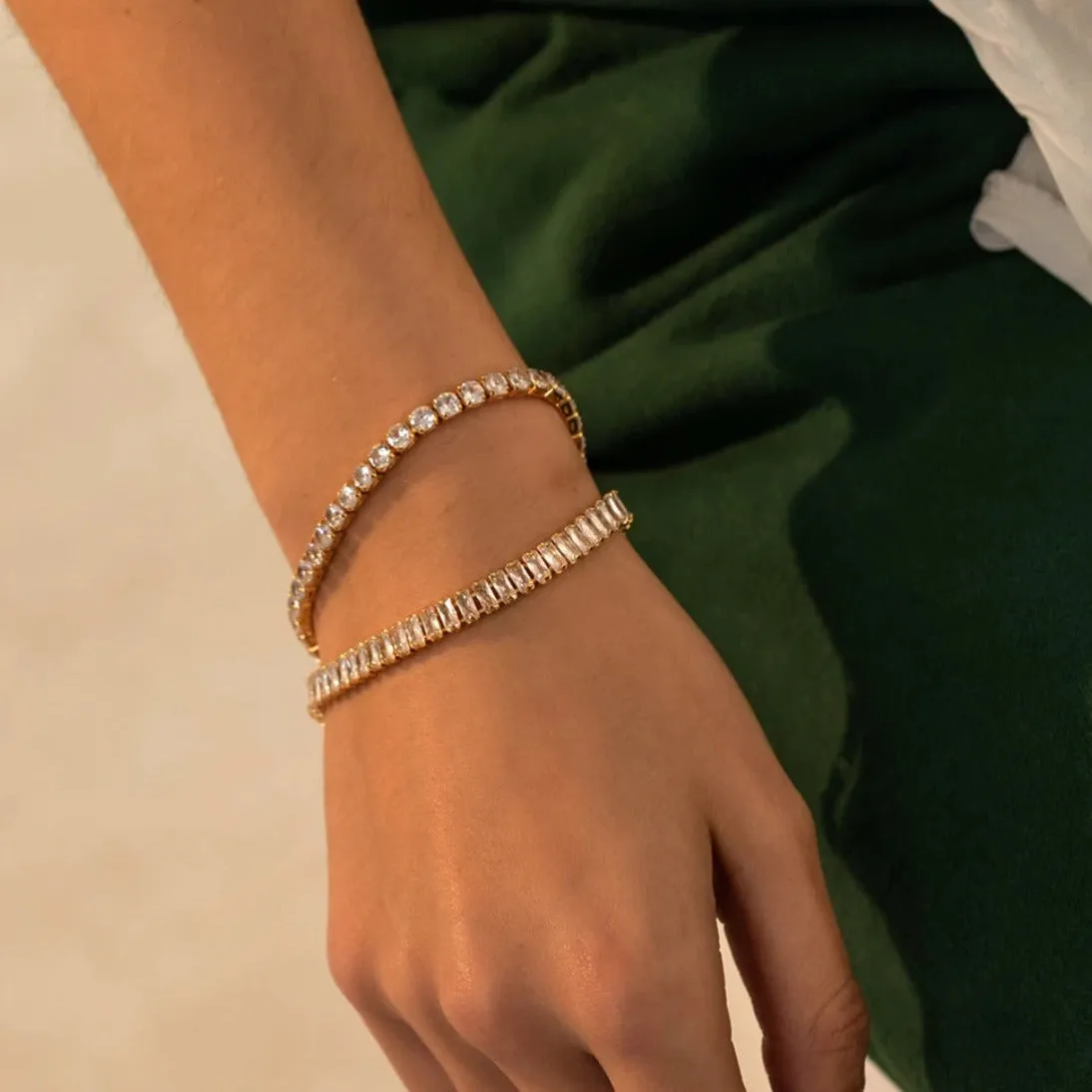 6mm Width Rectangular Baguette CZ Tennis Bracelet