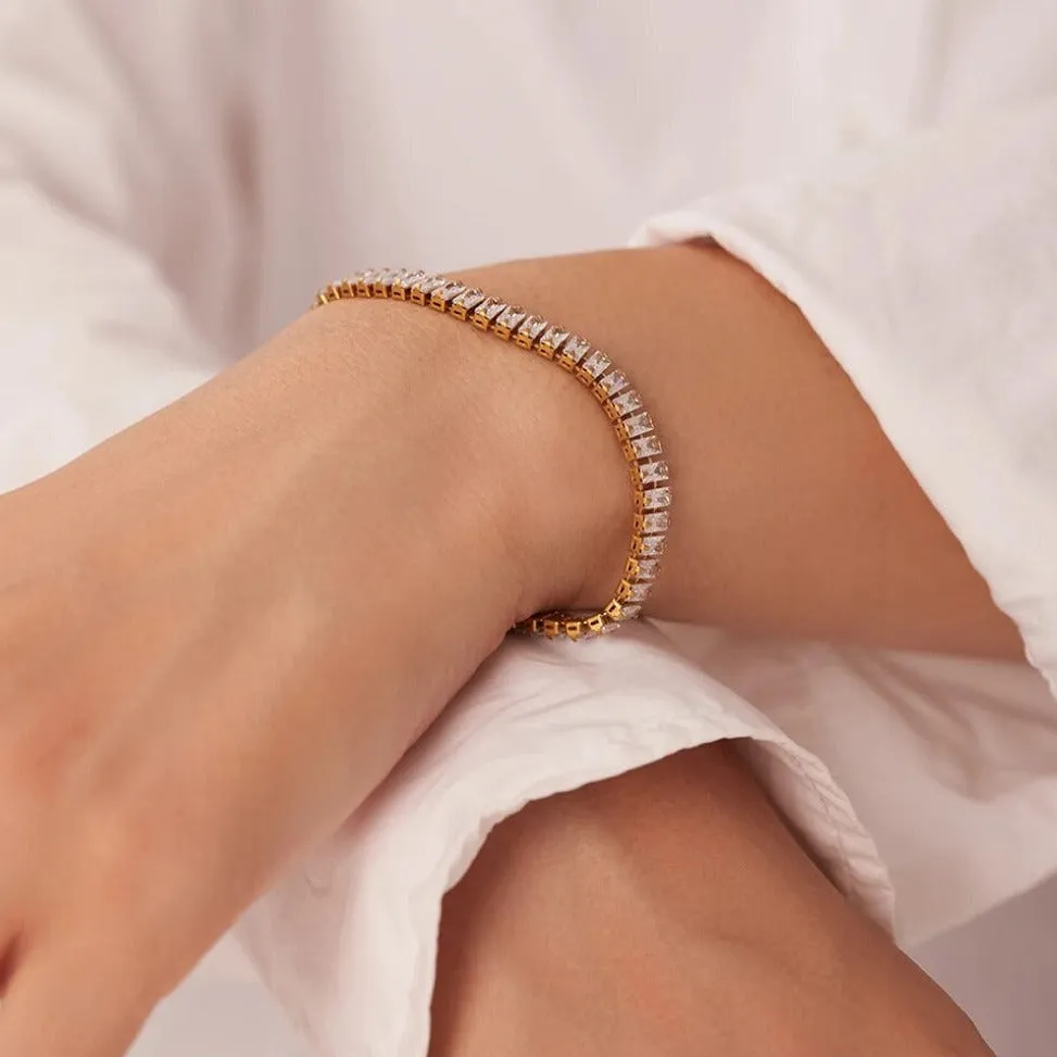 6mm Width Rectangular Baguette CZ Tennis Bracelet