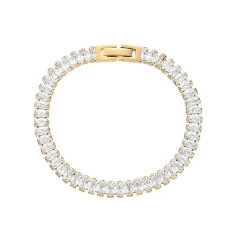 6mm Width Rectangular Baguette CZ Tennis Bracelet