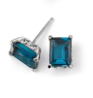 9ct White Gold London Blue Topaz Stud Earrings