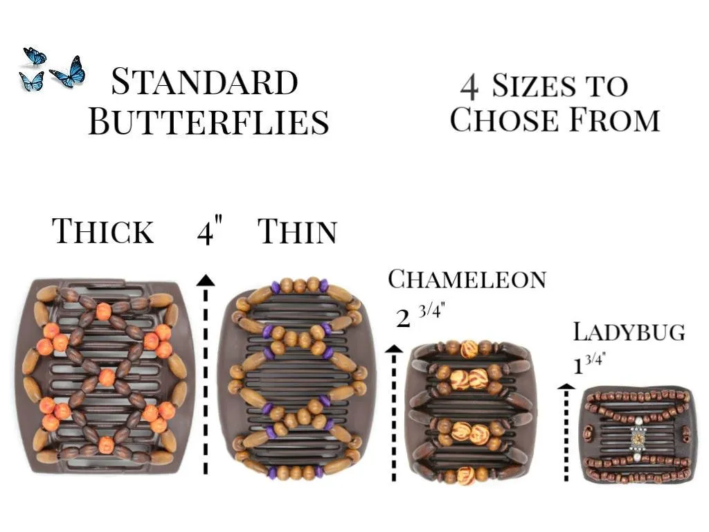 African Butterfly Chameleon Hair Comb - Beada Tube Brown 22