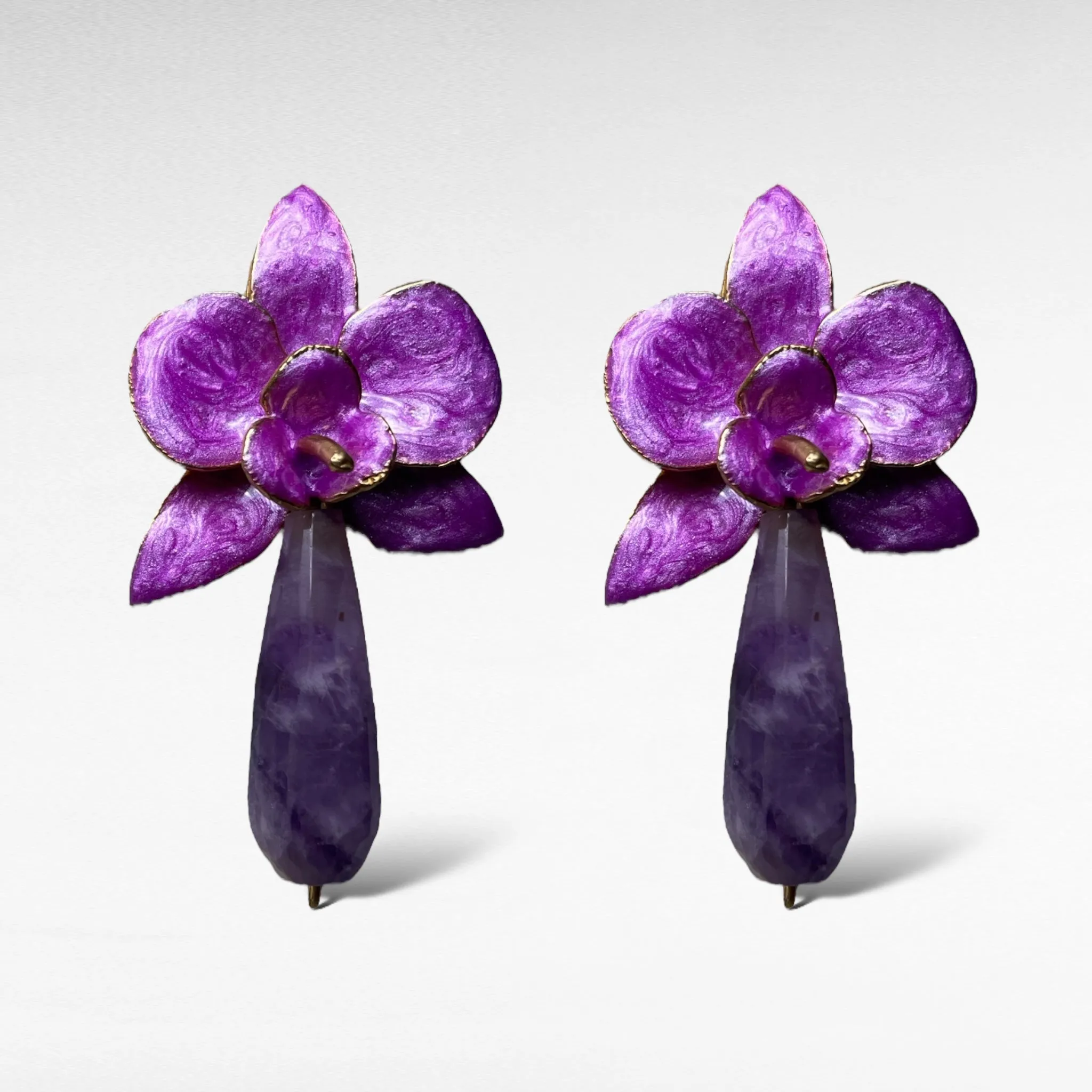 Amethyst Persian Floral Earrings