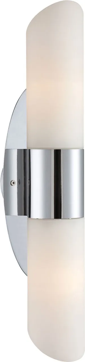 Ango 2 Light Sconce In Chrome With Chamfer-Cut White Opal Glass