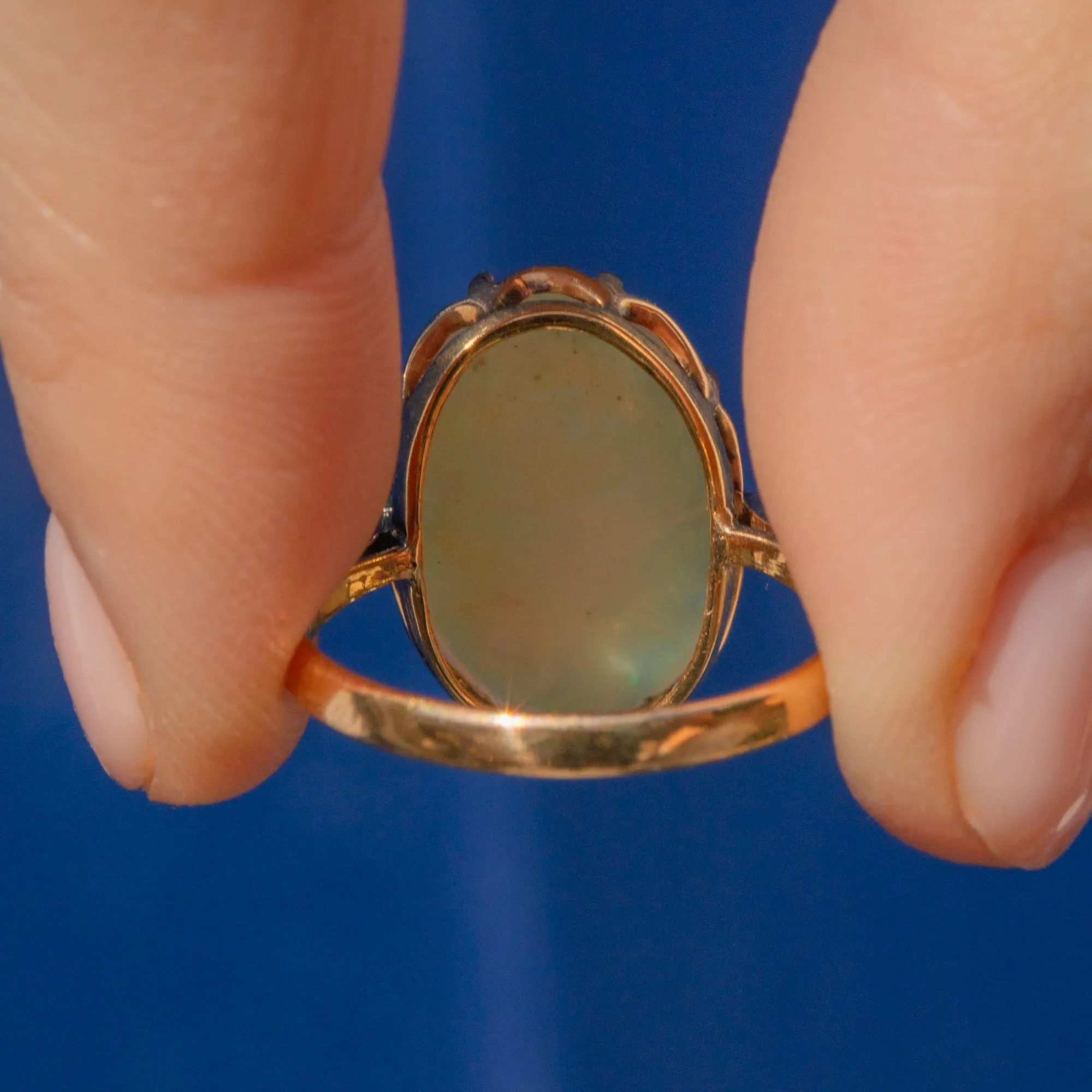 Antique 18ct Gold Opal Cocktail Ring, 2.20ct Natural Opal