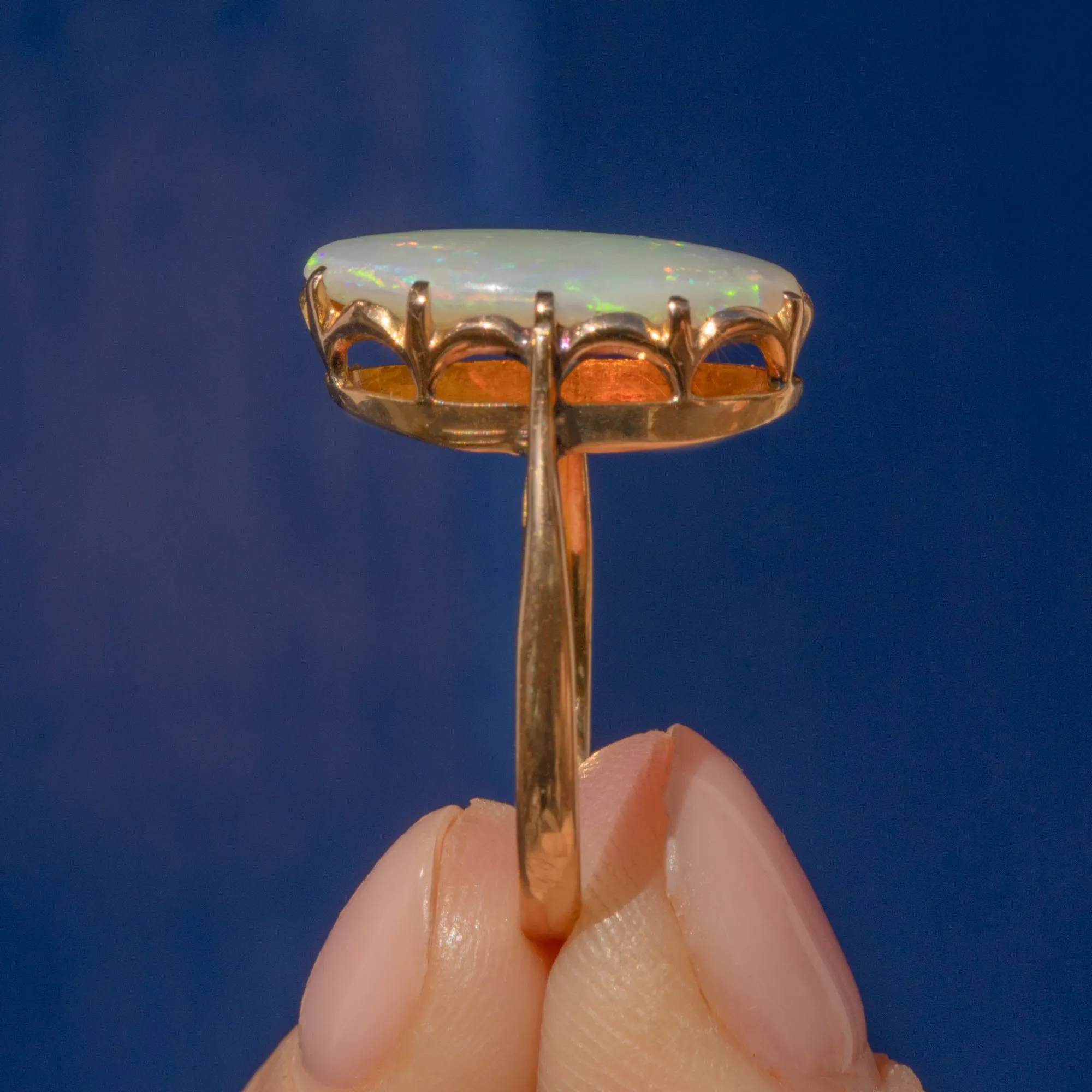 Antique 18ct Gold Opal Cocktail Ring, 2.20ct Natural Opal