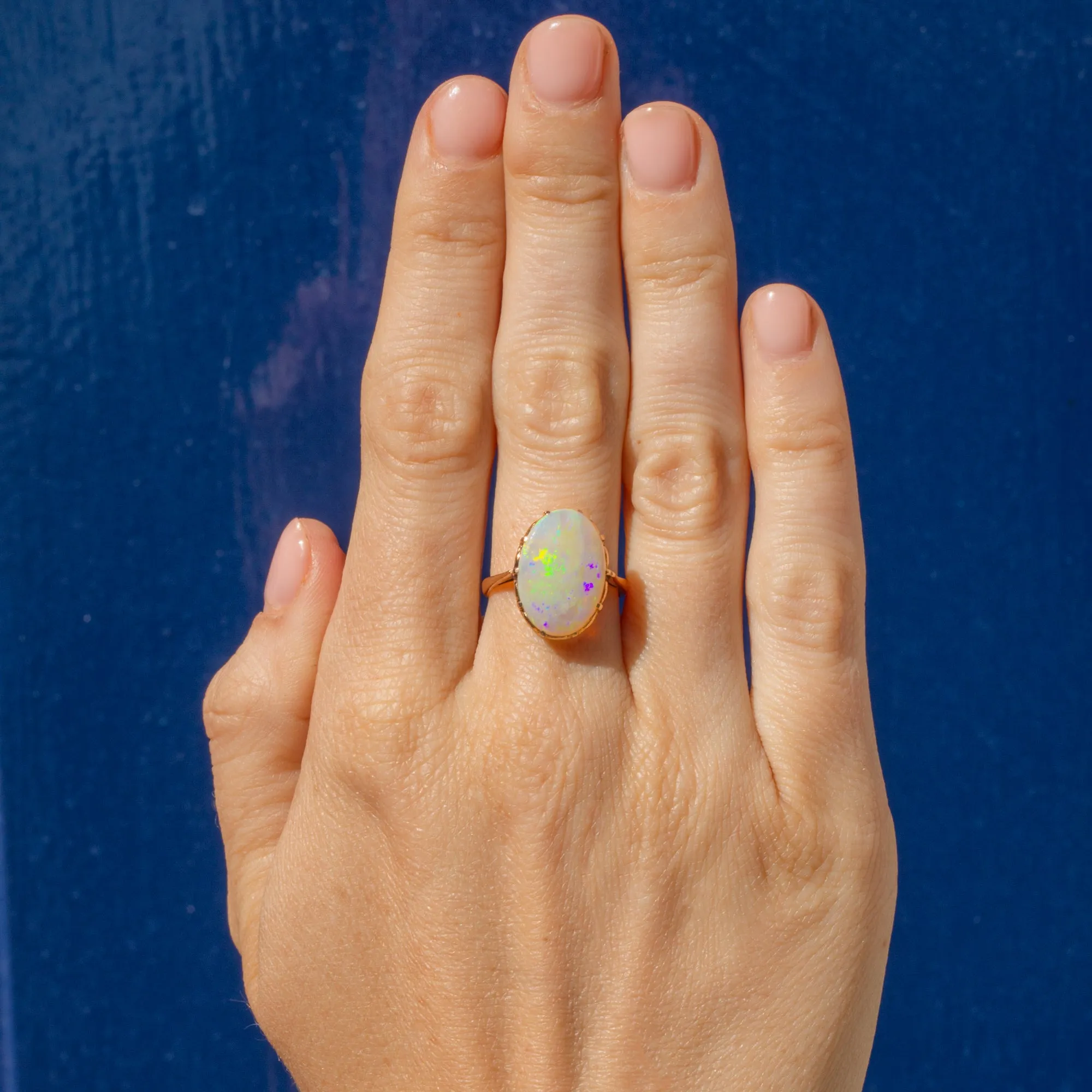 Antique 18ct Gold Opal Cocktail Ring, 2.20ct Natural Opal