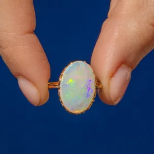 Antique 18ct Gold Opal Cocktail Ring, 2.20ct Natural Opal