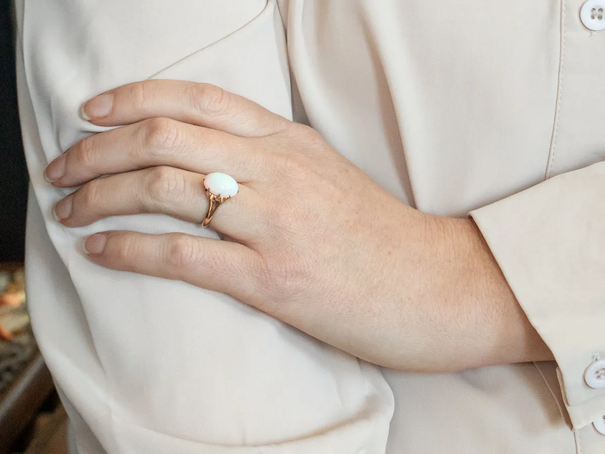 Antique Gold Australian Opal Solitaire Ring