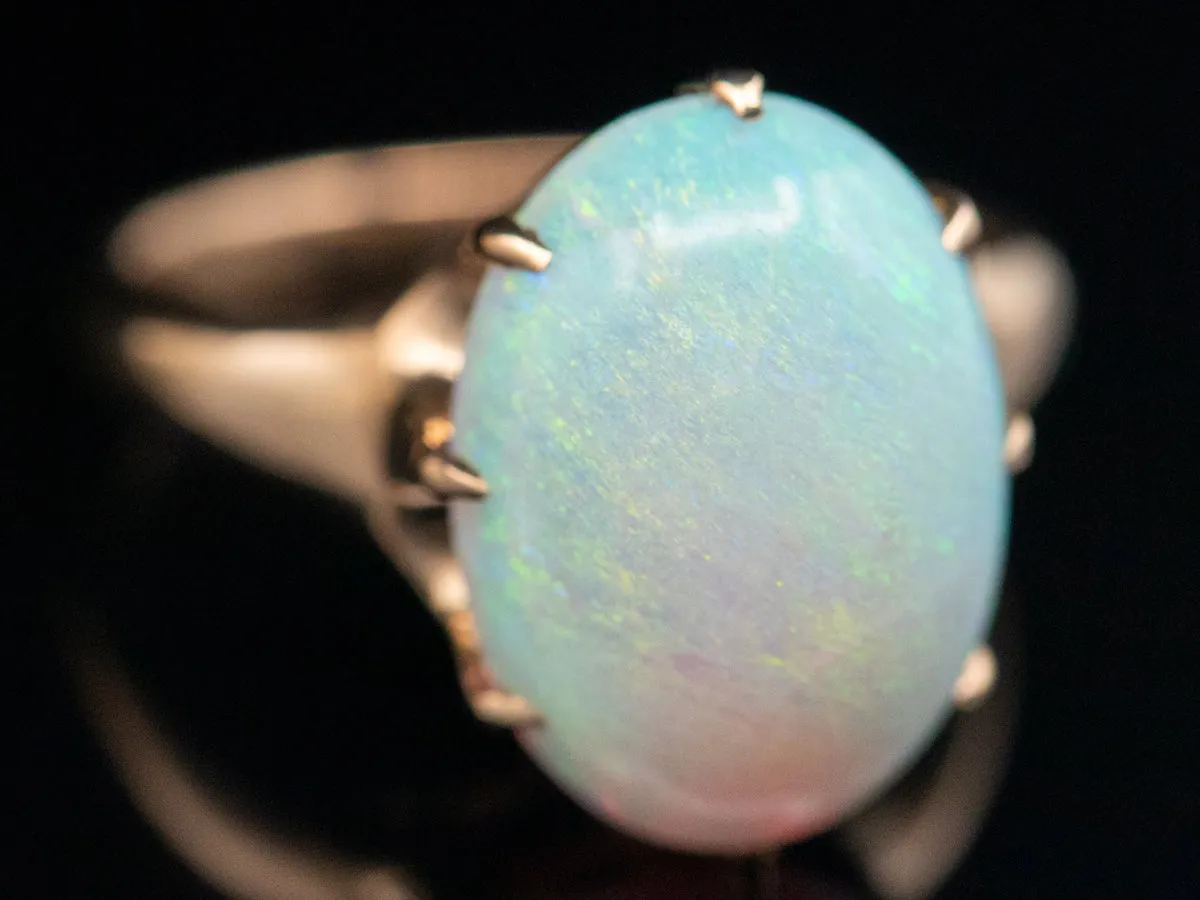 Antique Gold Australian Opal Solitaire Ring